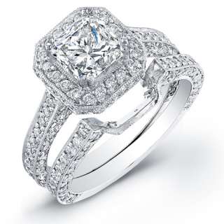98 Ct Princess Cut Engagement Bridal Set Ring EGL  