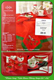   Bird Winter Song Holiday TableCloth Fine Table Linen Oblong 60 x 84