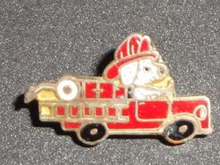 Fire Truck Mini Dalmatian Vintage Enamel Pin Badge Hat  