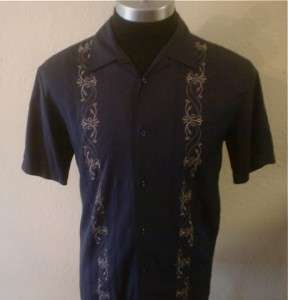   Embroidered Rockabilly 50s Lounge Retro Club Swing Bowling shirt S