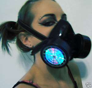 LED Gas Mask Rave DJ Liquid Dance Cyber Cyborg Cool UV  