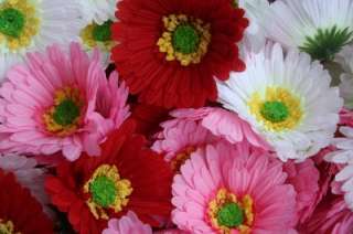 50 Small 3.5 Gerbera Daisy Flower Heads Pink Red White  
