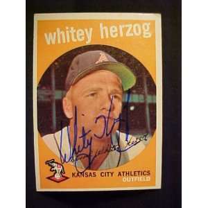 Whitey Herzog Kansas City Athletics #392 1959 Topps Autographed 