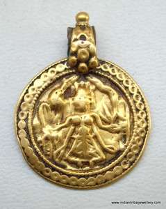   antique tribal old 22k gold amulet pendant hindu goddess devi ma