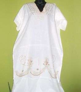 MEXICAN EMBROIDERED BY HANDS DRESS PEASANT BOHO TUNIC VINTAGE SMALL to 
