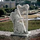 Heavenly Music Angel Playing Harp Wind Chimes Statue Ga