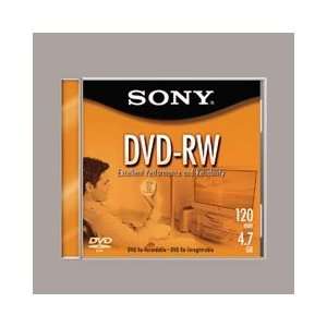 Sony 4.7GB Single Sided DVD RW Disc. Sony DVD RW Rewritable Disc with 