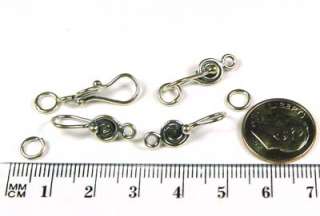 4x Bali Sterling Silver Hook bracelet Clasp w/ ring F39  
