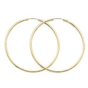  Extra Large Hoop Earrings in 14K Yellow Gold 2 1/2 Inch (2 