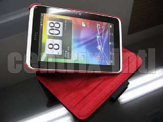 360° Rotating Smart Leather Cover HTC Flyer Tablet ~ Red  