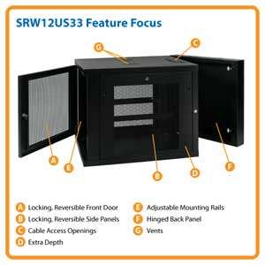  Tripp Lite SRW12U33 12U Wall Mount Rack Enclosure Cabinet 