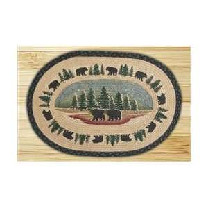   Oval Wilderness Bear Printed Cabin Rug, Braided Jute