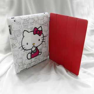 iPad 2 Leather Smart Cover+Hello Kitty Back Case Combo  