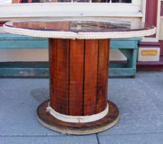 1970s Wood and & Copper Nautical Wooden Spool Poker Table with five 