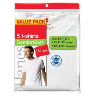 Hanes® Mens 5Pk Crew Neck Shirts   White L.Opens in a new window