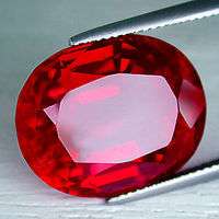   Rated Oval Faceted Bright Red Lab Created Ruby (Size 5x3mm to 25x20mm