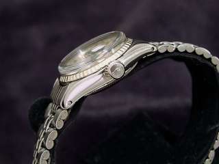 Ladies Stainless Steel Rolex Date Watch W/14k Gold Bezel  