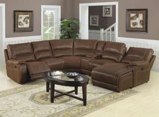 Warm Brown Bonded Leather Reclining Sectional Sofa  