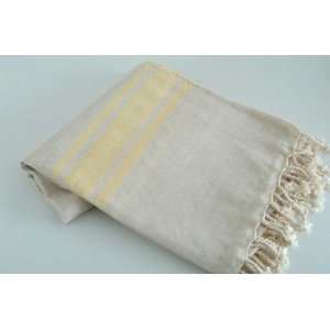  Linen Pestemal   Traditional Turkish Bath Towel   Yellow 