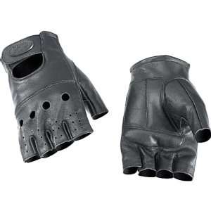   Shorty Leather Harley Cruiser Motorcycle Gloves   Black / 2X Large