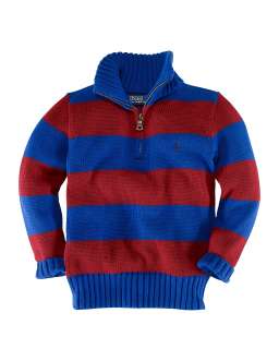 Ralph Lauren Childrenswear Toddler Boys Striped Half Zip Sweater 