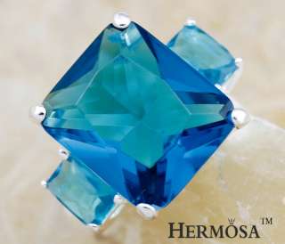 Fantastic Gemstone Precious London Blue Radiant Cut Topaz Sterling 