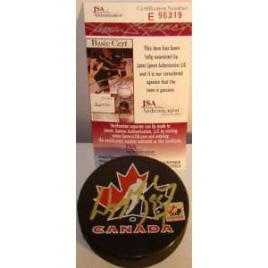   Wayne Gretzky SIGNED Team Canada Hockey Puck JSA: Sports & Outdoors