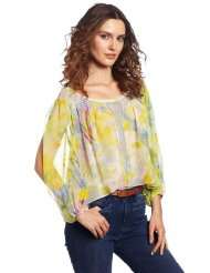 Plenty by Tracy Reese Womens Watercolor Floral Open Sleeve Peasant 