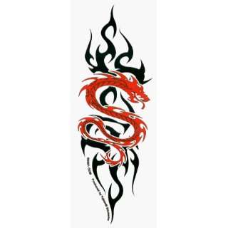  Red Dragon with Black Tribal on Clear Background   Sticker 