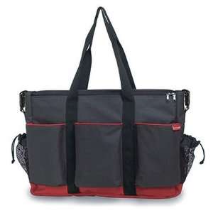 Skip Hop Duo Side by Side Diaper Bag   Charcoal/Red Piping & Base