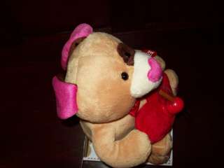   VALENTINES DAY ANIMATED PLUSH DOG HEART FAN SPINS MESSAGES PLAYS MUSIC