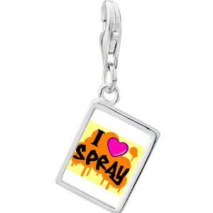   Silver Gold Plated Music I Love Spray Photo Rectangle Frame Charm