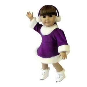  American Girl Doll Clothes Purple Ice Skate Outfit Toys & Games