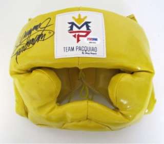 Manny Pacquiao Signed Yellow Team Pacquiao Headgear PSA  