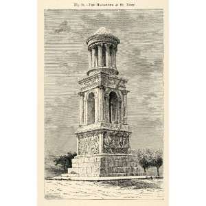  1882 Wood Engraving Mausoleum St. Remy France Burrial 