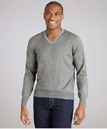 Brunello Cucinelli grey cotton long sleeved v neck sweater style 