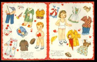 Uncut Valentine Cut out Paper Doll Book Americard 1940s  