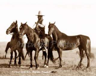 EARLY 1900S CROW INDIAN NATIVE AMERICAN HORSE TRADER COWBOY PHOTO 