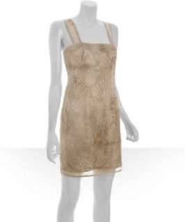 Hoaglund New York light taupe silk with lace netting tank dress 