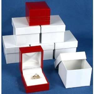  6 Red Leather Ring Gift Boxes Jewelry Showcase Displays 