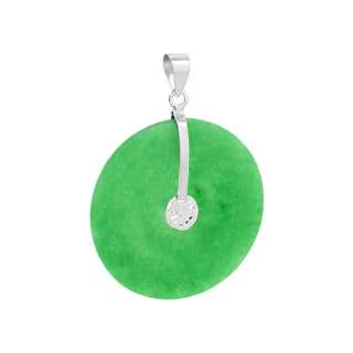   Round Shaped Green Jade Chinese Good Luck Dangle Pendant Charm  