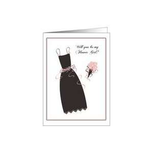 Little Black Dress & Bouquet Flower Girl Invitations Greeting cards 