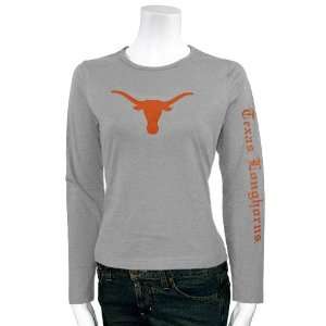  Texas Longhorns Ash Ladies Big Logo Long Sleeve T shirt 