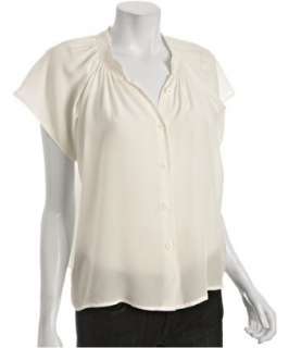 Tucker white silk smocked neck blouse  BLUEFLY up to 70% off designer 