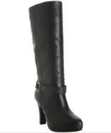 style #302079401 black leather Quince buckle strap boots
