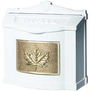   Design Wall Mount Mailbox   White Polished Brass: Home Improvement