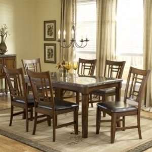   Piece Rectangle Marble Top Dining Table Set