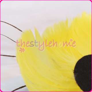 Yellow Pretty Feather Hair Flower Headdress Brooch Costume Party favor 