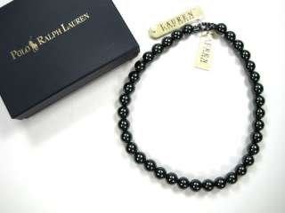 RALPH LAUREN GLASS PEARL NECKLACE GRAPHITE GRAY NWT  