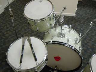 Vintage 5 Piece Slingerland Drum Set Kit WMP Pearl White Hi Hat Stand 